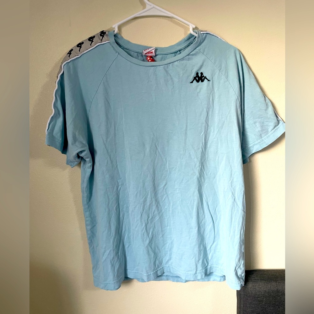 Kappa Shirts | Light Blue Kappa T-Shirt with Logo Tape MEDIUM